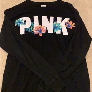 flowered black pink long sleeved shirt